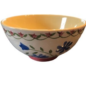 ND hand painted bleu & pink pattern bowl.